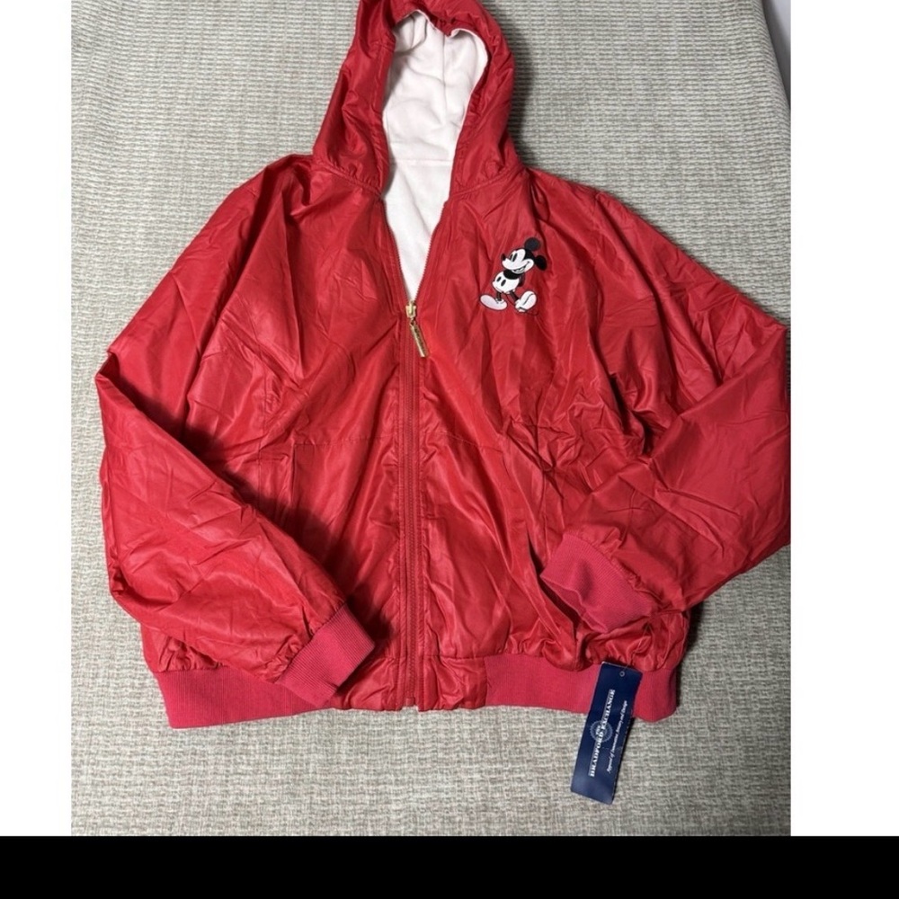 Disney Women's Red Reversible Minnie And Mickey Windbreaker Jacket Size XL Flaw